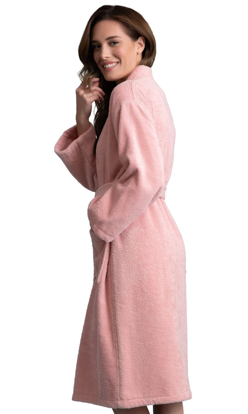 Soft Touch Linen - Premium Women's Terry Cloth Bathrobe - Absorbent & Lightweight - Deluxe Turkish Bathrobe for Women - Towel-like Material (Powder Pink, Large) - Image 3